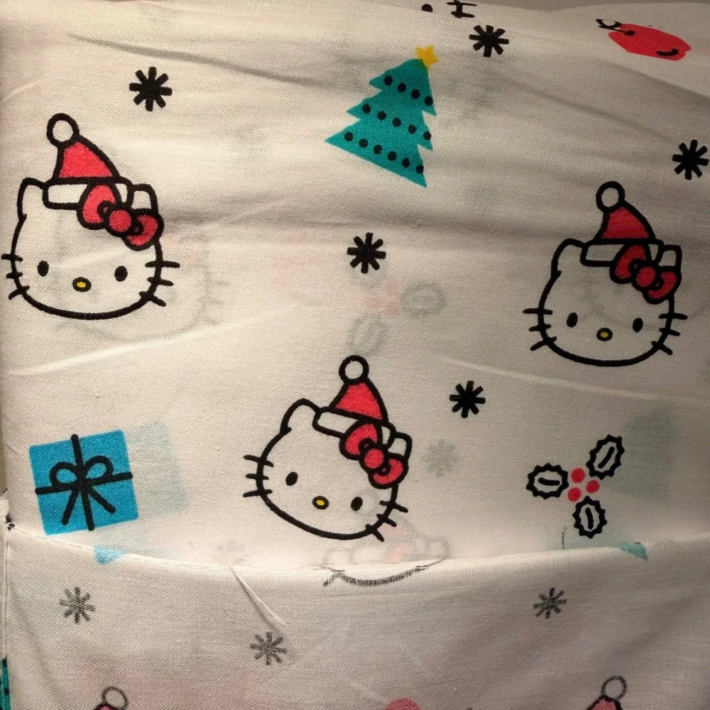 Hello Kitty Sanrio White 100% Cotton 4 Piece Full Sheet Set NEW Holiday Kids Bed